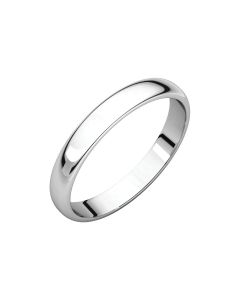 14kt White 3mm Half Round Light Band