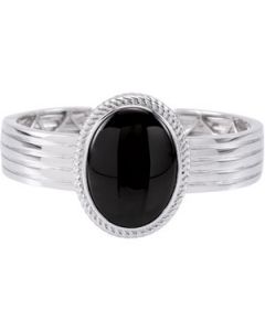 Genuine Onyx Hinged Cuff Braclelet Sterling Silver  30.00X22.00 Mm Genuine Onyx Hinged Cuff Bracelet