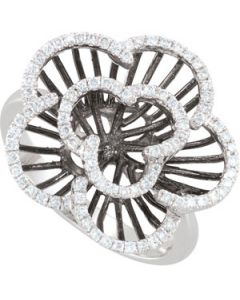 Diamond Ring With Black Rhodium 14K White Gold 1/3 Ct Tw