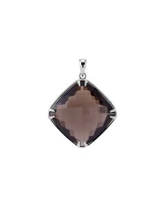 Sterling Silver 20x20mm Smoky Quartz Pendant