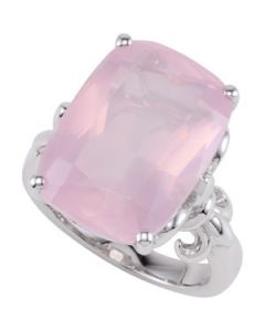 Genuine Rose Quartz Ring Sterling Silver  7 /18X13Mm;Genuine Rose Quartz Ring
