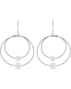Freshwater Cultured Pearl Earrings Ster/Stst N\A Pair 7-7.5Mm/8-8.5Mm