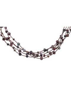 Freshwater Cultured Multi Color Pearl And Genuine Smoky Quartz Necklace Sterling Silver  5-5.5Mm/6-6.5Mm/5-6Mm/7-8Mm/8-8.5Mm/8Mm/18 Freshwater Cultured Multi Color Pearl & Genuine Smoky Quartz Necklace