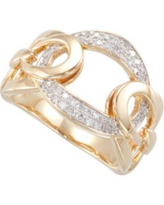 Diamond Ring With Rhodium Plating 14K Yellow Gold 1/4 Ct Tw Diamond Ring W/Rhodium Plating