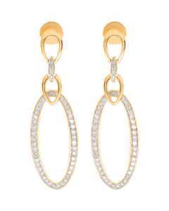 Diamond Earrings With Rhodium Plating 14K Yellow Gold Pair 1/2 Ct Tw Diamond Earrings W/Rhodium Plating