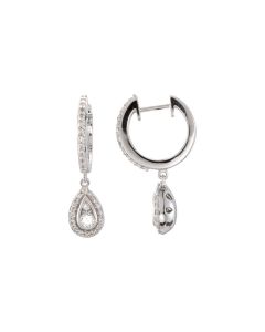 14kt White 1/2 CTW Diamond Hoop Earrings