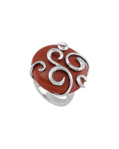 Sterling Silver Gemstone Ring with Scroll Pattern