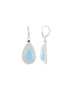 Sterling Silver Milky Aquamarine & Blue Sapphire Earrings