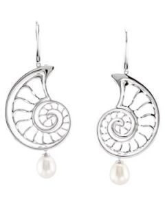 Freshwater Cultured Pearl Interchangeable Seashell Earrings Sterling Silver  