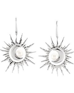 Freshwater Cultured Pearl Interchangeable Sun & Moon Earrings Sterling Silver  