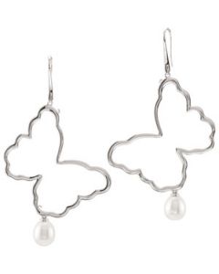 Freshwater Cultured Pearl Interchangeable Butterfly Earrings Sterling Silver  