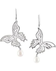 Freshwater Cultured Pearl Interchangeable Butterfly Earrings Sterling Silver  