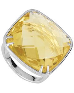 Genuine Lemon Quartz Ring Sterling Silver  20.00 Mm Genuine Lemon Quartz Ring