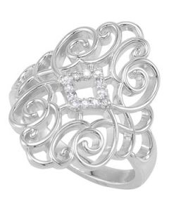 Diamond Ring Sterling Silver  1/10 Ct Tw Size 6 Diamond Ring