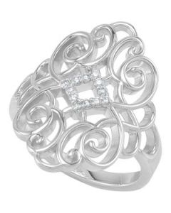Diamond Ring Sterling Silver  1/10 Ct Tw Size 7 Diamond Ring