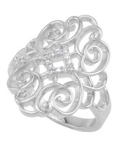 Diamond Ring Sterling Silver  1/10 Ct Tw Size 8 Diamond Ring