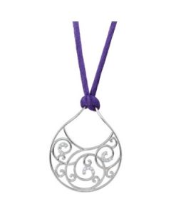 1/6 Ct Tw Diamond Pendant Or Necklace Sterling Silver  18.00 Inch Purple Satin Cord 1/6 Ct Tw Diamond Pendant Or Necklace