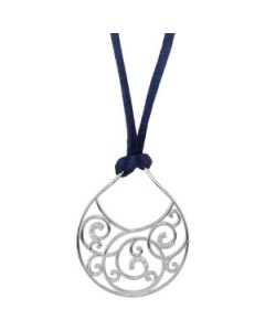 1/6 Ct Tw Diamond Pendant Or Necklace Sterling Silver  18.00 Inch Navy Satin Cord 1/6 Ct Tw Diamond Pendant Or Necklace