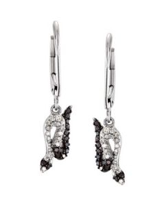 Genuine Black Spinel And Diamond Snake Earrings Sterling Silver  1/6 Ct Tw/Pair Genuine Black Spinel And Diamond Snake Earrings
