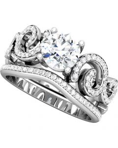 Wedding Set 14K White Gold 1CT Real Diamonds Designer inspired Engagement ring and Matching Band