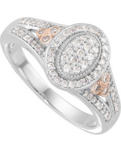 Diamond Ring W/Rose Plating 14K White Gold Size 07.00/ 3/8 Ct Tw Diamond Ring W/Rose Plating