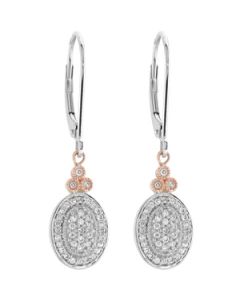 Diamond Lever Back Earrings With Rose Plating 14K White Gold 1/3 Ct Tw Pair Dia Leverback Earrings W/Rose Plating