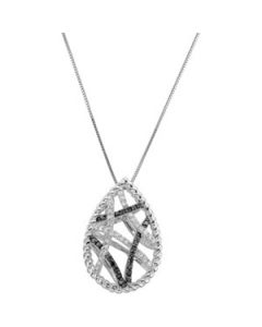 Black & White Diamond Necklace With Black Rhodium Plating 14K White Gold 1/3 Ct Tw / 18 Inch  Black & White Dia Neckalce