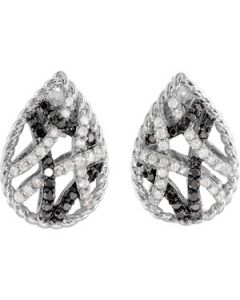 Black & White Diamond Earrings With Black Rhodium Plating 14K White Gold 1/2 Ct Tw Pair Black & White Diamond Earrings