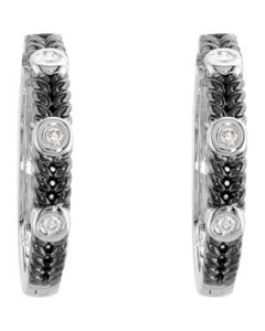 Diamond Earrings With Black Rhodium Plating 14K White Gold Pair 1/10 Ct Tw Diamond Earrings W/Black Rhodium Plating