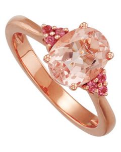 Genuine Morganite And Pink Tourmaline Ring 14K Rose Gold 09.00X07.00 Mm Genuine Morganite And Pink Tourmaline Ring