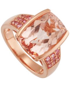 Genuine Morganite And Pink Tourmaline Ring 14K Rose Gold 14.00X10.00 Mm Genuine Morganite And Pink Tourmaline Ring