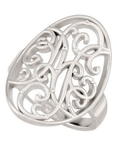 Diamond Ring Sterling Silver  Sz 8