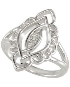 Diamond Ring Sterling Silver  00.04 Ct Tw Size 08.0 Diamond Ring
