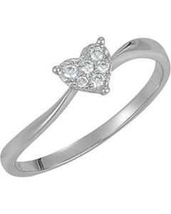 Diamond Heart Ring 14K White Gold .08 Ct Tw Diamond Heart Ring