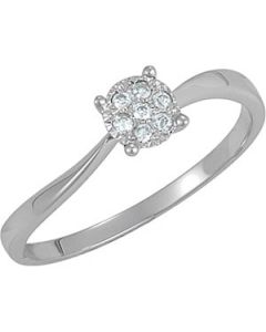 Diamond Ring 14K White Gold Size 07.00/ .07 Ct Tw Diamond Ring