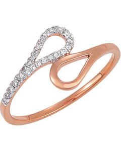 Diamond Ring W/Rhodium Plating 14K Rose Gold Size 07.00 1/10 Ct Tw Diamond Ring W/Rhodium Plating