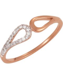 Diamond Ring W/Rhodium Plating 14K Rose Gold Size 07.00/ 1/10 Ct Tw Diamond Ring W/Rhodium Plating