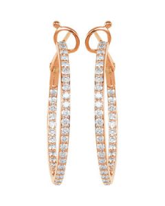 Diamond Hoop Earrings 14K Rose Gold Pair 1 1/3 Ct Tw Diamond Hoop Earrings