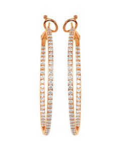 Diamond Hoop Earrings 14K Rose Gold Pair 2 Ct Tw Diamond Hoop Earrings