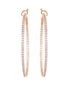 Diamond Hoop Earrings 14K Rose Gold Pair 2 3/4 Ct Tw Diamond Hoop Earrings