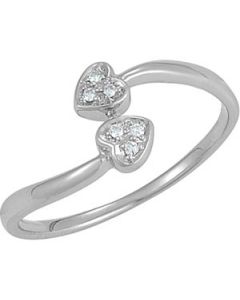 Diamond Heart Ring Sterling Silver  Size 08.00/ .03 Ct Tw Diamond Heart Ring W/Rhodium Plating