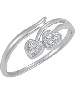 Diamond Heart Ring Sterling Silver  Size 08.00/ .03 Ct Tw Diamond Heart Ring W/Rhodium Plating