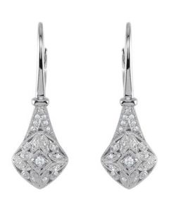 Cubic Zirconia Lever Back Earrings Sterling Silver  Pair Cubic Zirconia Lever Back Earrings