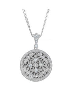 Cubic Zirconia Locket Necklace Sterling Silver  18.00 Inch Cubic Zirconia Locket Necklace