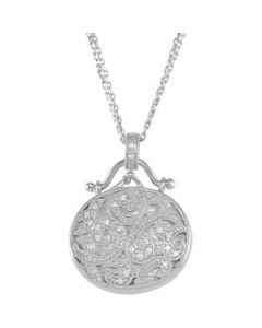 Cubic Zirconia Locket Necklace Sterling Silver  18.00 Inch Cubic Zirconia Locket Necklace