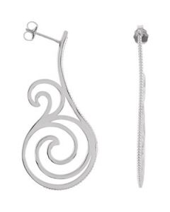 Precious Metal Fashion Earrings With Backs Sterling Silver  Pair 45X25.75 Mm Precious Metal Fashion Earrings With Backs