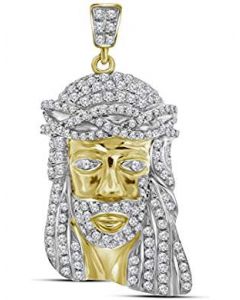 10kt Yellow Gold Mens Diamond Jesus Christ Head Messiah Charm Pendant 3/4 Cttw