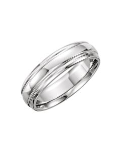 Platinum 6mm Grooved Band Size 9