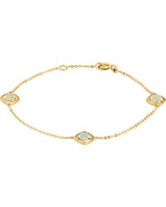 Genuine Green Quartz And Lemon Quartz Bracelet 14K Yellow Gold 7 Inches Genuine Green Quartz And Lemon Quartz Bracelet