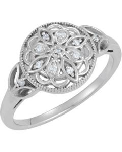 .06 CT TW DIAMOND RING Sterling Silver  SIZE 05.00 .06 CT TW DIAMOND RING ONE PIECE